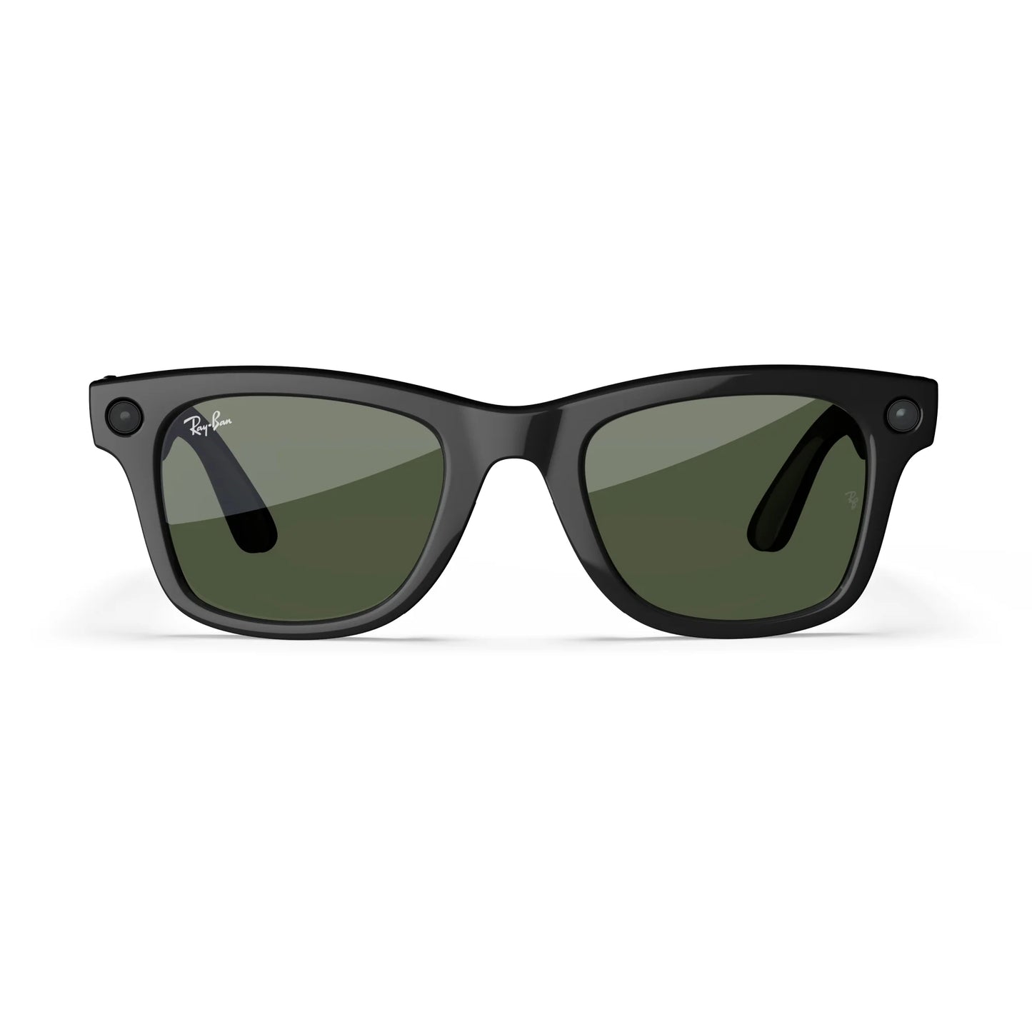 Ray-Ban , Wayfarer Glasses with  AI, Audio, Photo, Video Compatibility, Shiny Black, Green Lenses, Large Fit