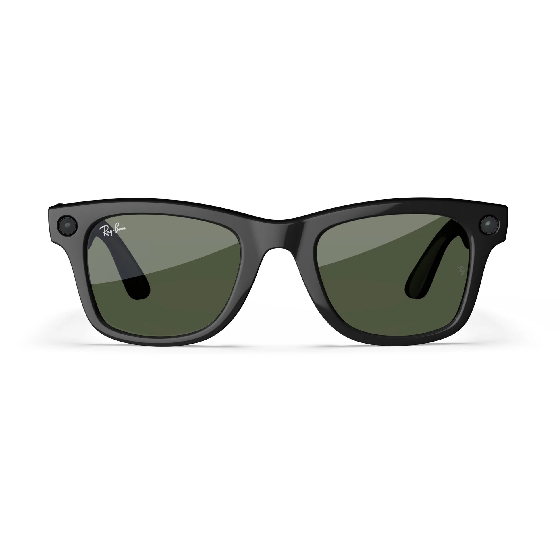 Ray-Ban , Wayfarer Glasses with  AI, Audio, Photo, Video Compatibility, Shiny Black, Green Lenses, Large Fit