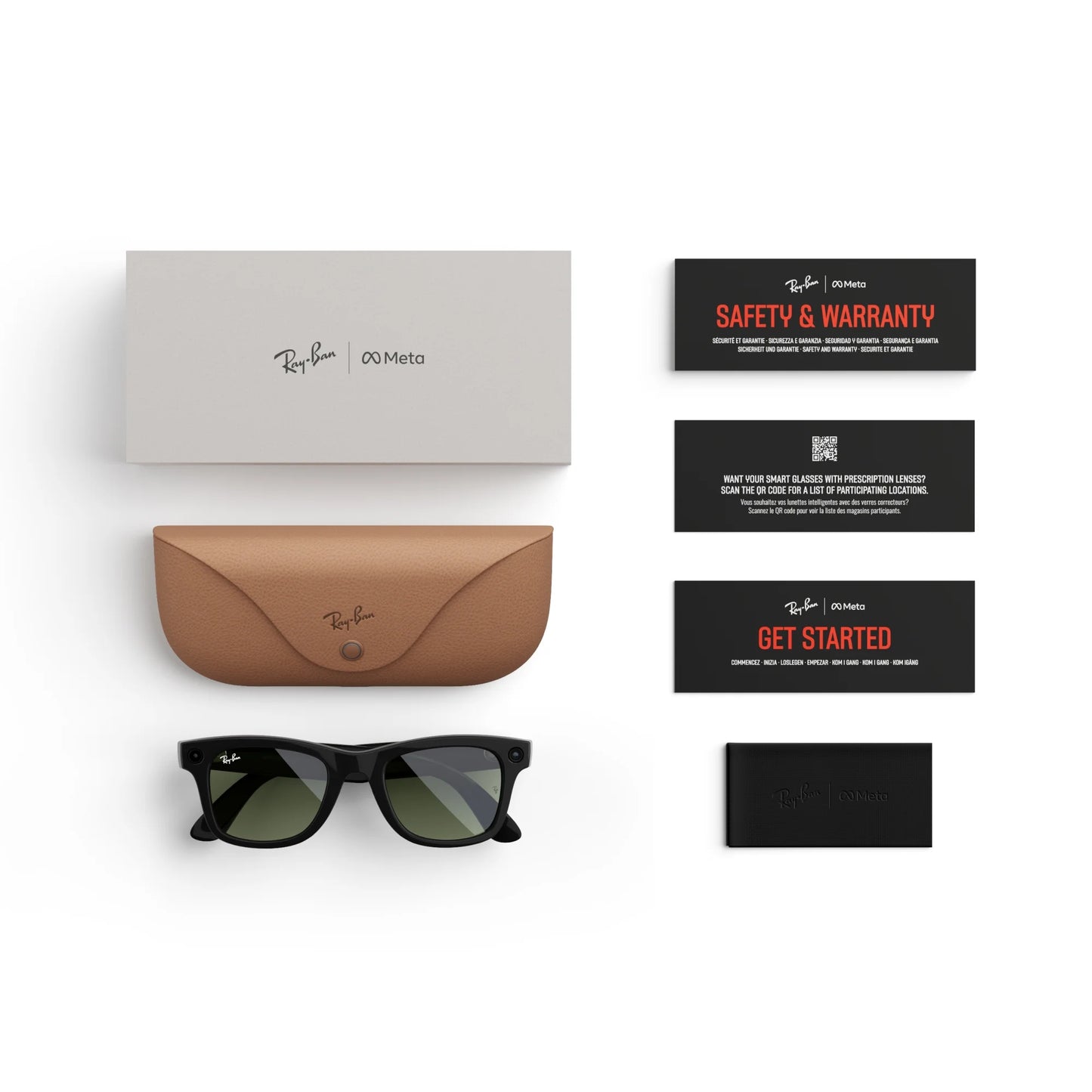Ray-Ban , Wayfarer Glasses with  AI, Audio, Photo, Video Compatibility, Shiny Black, Green Lenses, Large Fit