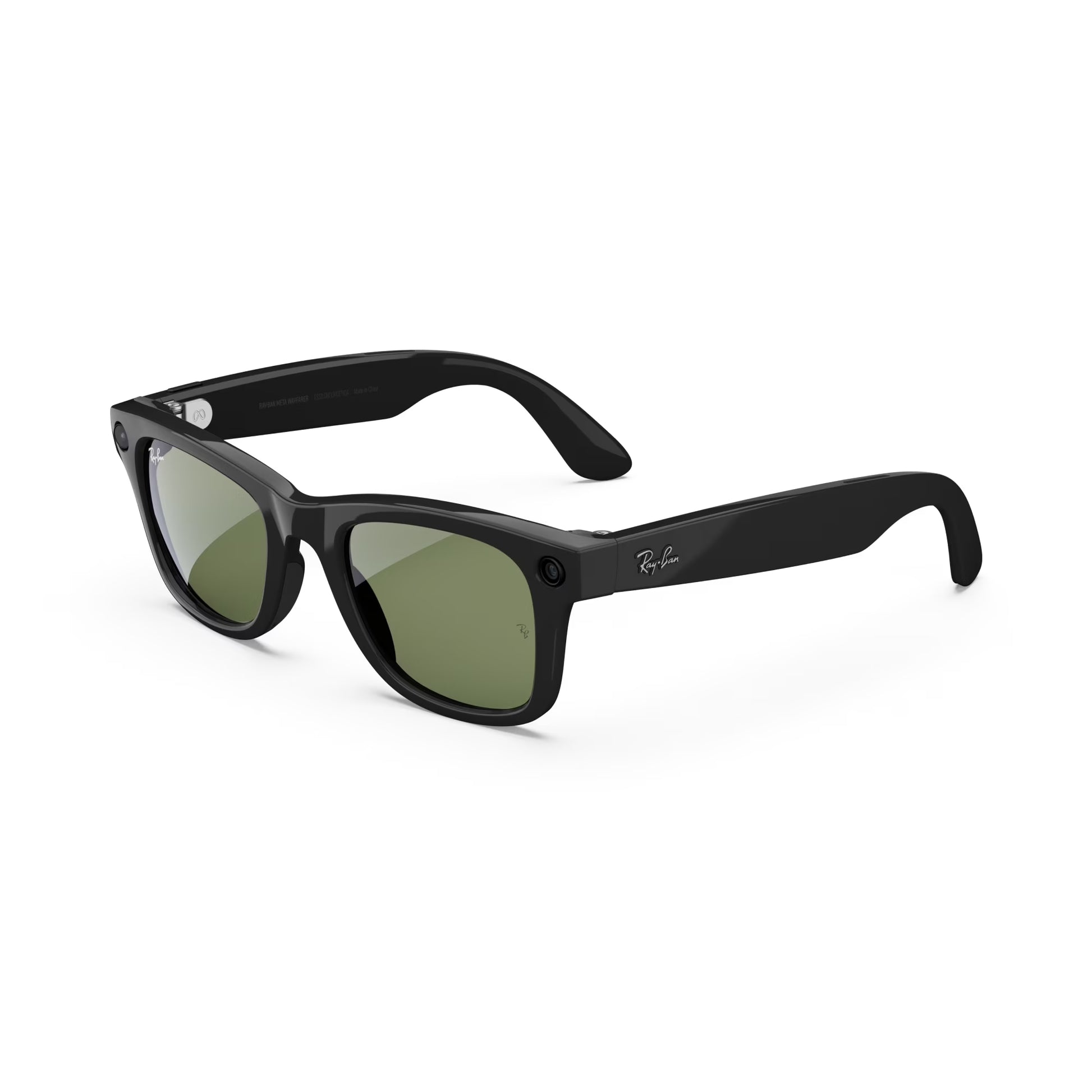 Ray-Ban , Wayfarer Glasses with  AI, Audio, Photo, Video Compatibility, Shiny Black, Green Lenses, Large Fit