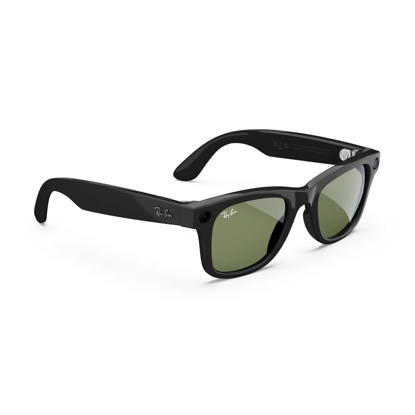 Ray-Ban , Wayfarer Glasses with  AI, Audio, Photo, Video Compatibility, Shiny Black, Green Lenses, Large Fit